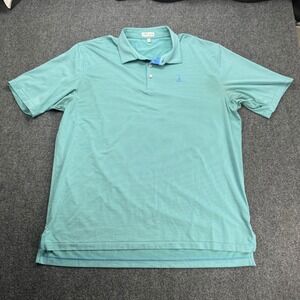 Peter Millar Summer Comfort Golf Performance Striped Blue Green Polo Shirt